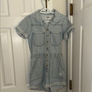 Show Me Your MuMu Light Blue Button-Up Romper